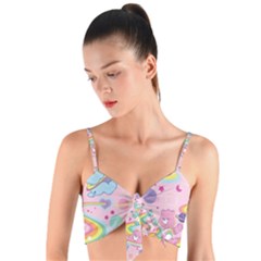 Bears Kawaii Pattern Woven Tie Front Bralet by Cowasu