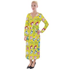 Robot Pattern Lego Velvet Maxi Wrap Dress by Cowasu