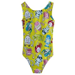 Robot Pattern Lego Kids  Cut-out Back One Piece Swimsuit by Cowasu