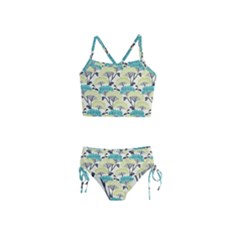 Flora Nature Color Japanese Patterns Girls  Tankini Swimsuit by Cowasu