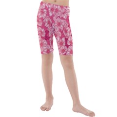 Cute Pink Sakura Flower Pattern Kids  Mid Length Swim Shorts by Cowasu