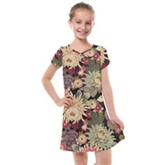 Japanese Flower Art Kids  Cross Web Dress by Cowasu