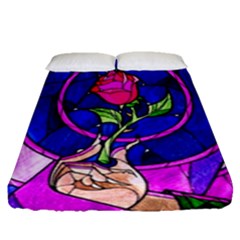 Stained Glass Rose Fitted Sheet (queen Size) by Cowasu