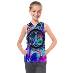 Cannabis Psychedelic Kids  Sleeveless Hoodie by Cowasu