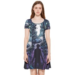 Horror Psychedelic Art Inside Out Cap Sleeve Dress by Cowasu