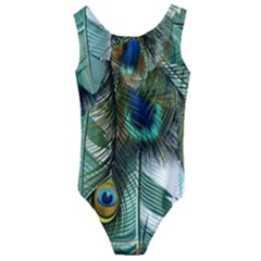 Peacock Feathers Feather Blue Green Kids  Cut-out Back One Piece Swimsuit by Cowasu