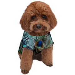 Peacock Feathers Feather Blue Green Dog T-shirt by Cowasu