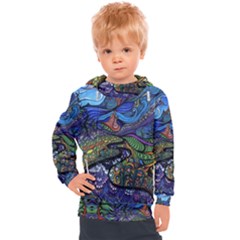 Psychedelic Landscape Kids  Hooded Pullover by Cowasu