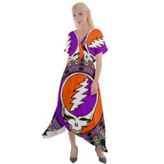 Gratefuldead Grateful Dead Pattern Cross Front Sharkbite Hem Maxi Dress by Cowasu