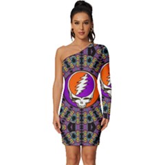 Gratefuldead Grateful Dead Pattern Long Sleeve One Shoulder Mini Dress by Cowasu