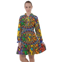 Grateful Dead Pattern All Frills Chiffon Dress by Cowasu