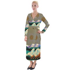 Surreal Art Psychadelic Mountain Velvet Maxi Wrap Dress by Cowasu