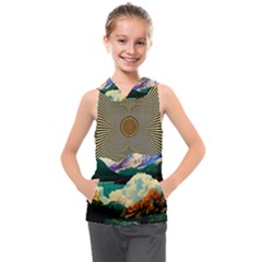 Surreal Art Psychadelic Mountain Kids  Sleeveless Hoodie by Cowasu