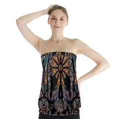 Skull Death Mosaic Artwork Stained Glass Strapless Top by Cowasu