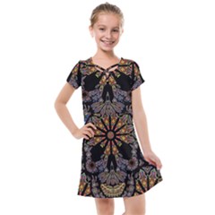 Skull Death Mosaic Artwork Stained Glass Kids  Cross Web Dress by Cowasu