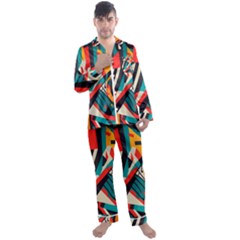 Colorful Abstract Men s Long Sleeve Satin Pajamas Set by Jack14