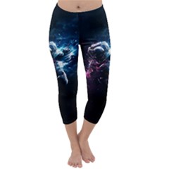 Psychedelic Astronaut Trippy Space Art Capri Winter Leggings  by Bangk1t