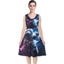 Psychedelic Astronaut Trippy Space Art V-Neck Midi Sleeveless Dress  View1