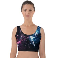 Psychedelic Astronaut Trippy Space Art Velvet Crop Top by Bangk1t