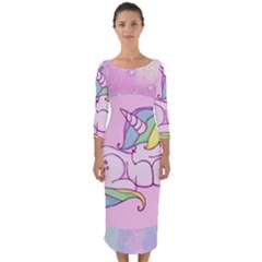 Unicorn Stitch Quarter Sleeve Midi Bodycon Dress by Bangk1t