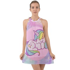 Unicorn Stitch Halter Tie Back Chiffon Dress by Bangk1t