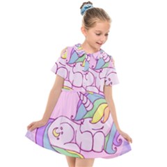 Unicorn Stitch Kids  Short Sleeve Shirt Dress by Bangk1t