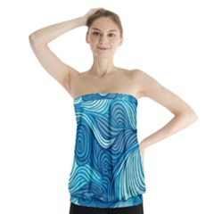 Ocean Waves Sea Abstract Pattern Water Blue Strapless Top by Ndabl3x