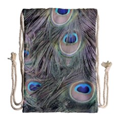 Peacock Feathers Peacock Bird Feathers Drawstring Bag (large) by Ndabl3x