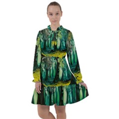 Ai Generated Trees Forest Mystical Forest Nature Art All Frills Chiffon Dress by Ndabl3x