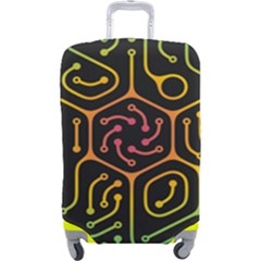 Circuit Hexagonal Geometric Pattern Background Pattern Luggage Cover (large) by Ndabl3x