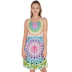 Mandala Pattern Rainbow Pride Knee Length Skater Dress With Pockets by Ndabl3x