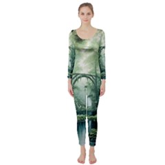 River Forest Wood Nature Long Sleeve Catsuit by Ndabl3x