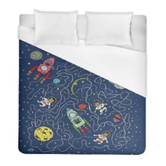 Cat Cosmos Cosmonaut Rocket Duvet Cover (full/ Double Size) by Cowasu