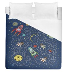 Cat Cosmos Cosmonaut Rocket Duvet Cover (queen Size) by Cowasu