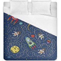 Cat Cosmos Cosmonaut Rocket Duvet Cover (king Size) by Cowasu