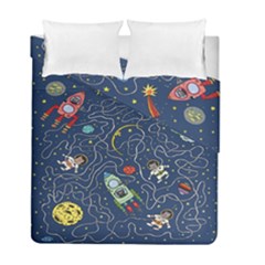 Cat Cosmos Cosmonaut Rocket Duvet Cover Double Side (full/ Double Size) by Cowasu