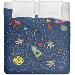 Cat Cosmos Cosmonaut Rocket Duvet Cover Double Side (king Size) by Cowasu