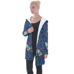 Cat Cosmos Cosmonaut Rocket Longline Hooded Cardigan by Cowasu