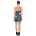 Seamless Pattern With Vehicles Building Road One Shoulder Ring Trim Bodycon Dress View2