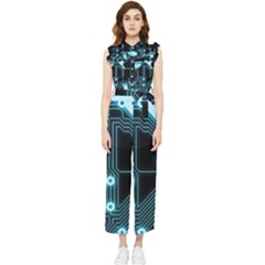 A Completely Seamless Background Design Circuitry Women s Frill Top Chiffon Jumpsuit by Amaryn4rt