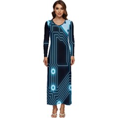 A Completely Seamless Background Design Circuitry Long Sleeve Longline Maxi Dress by Amaryn4rt