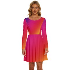 Rainbow Colors Long Sleeve Wide Neck Velvet Dress by Amaryn4rt