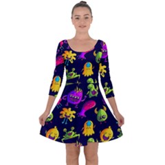 Space Patterns Quarter Sleeve Skater Dress by Amaryn4rt