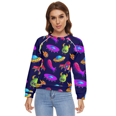 Space Pattern Women s Long Sleeve Raglan Tee by Amaryn4rt