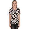 Dot dots round black and white Women s V-Neck Scrub Top View1