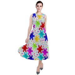 Snowflake Pattern Repeated Round Neck Boho Dress by Amaryn4rt