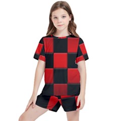 Black And Red Backgrounds- Kids  Tee And Sports Shorts Set by Amaryn4rt