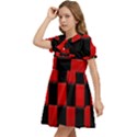 Black And Red Backgrounds- Kids  Bow Tie Puff Sleeve Dress View3