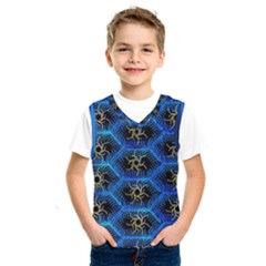 Blue Bee Hive Pattern- Kids  Basketball Tank Top by Amaryn4rt