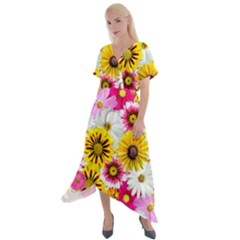 Flowers Blossom Bloom Nature Plant Cross Front Sharkbite Hem Maxi Dress by Amaryn4rt